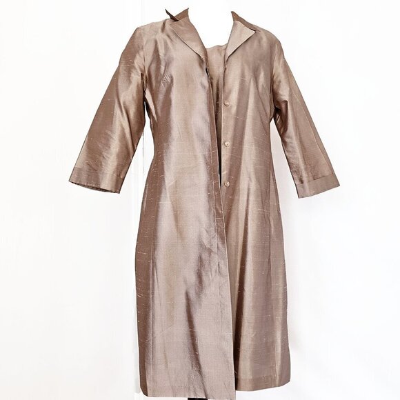 ICE Tan Silk Dress and Jacket - Picture 1 of 6